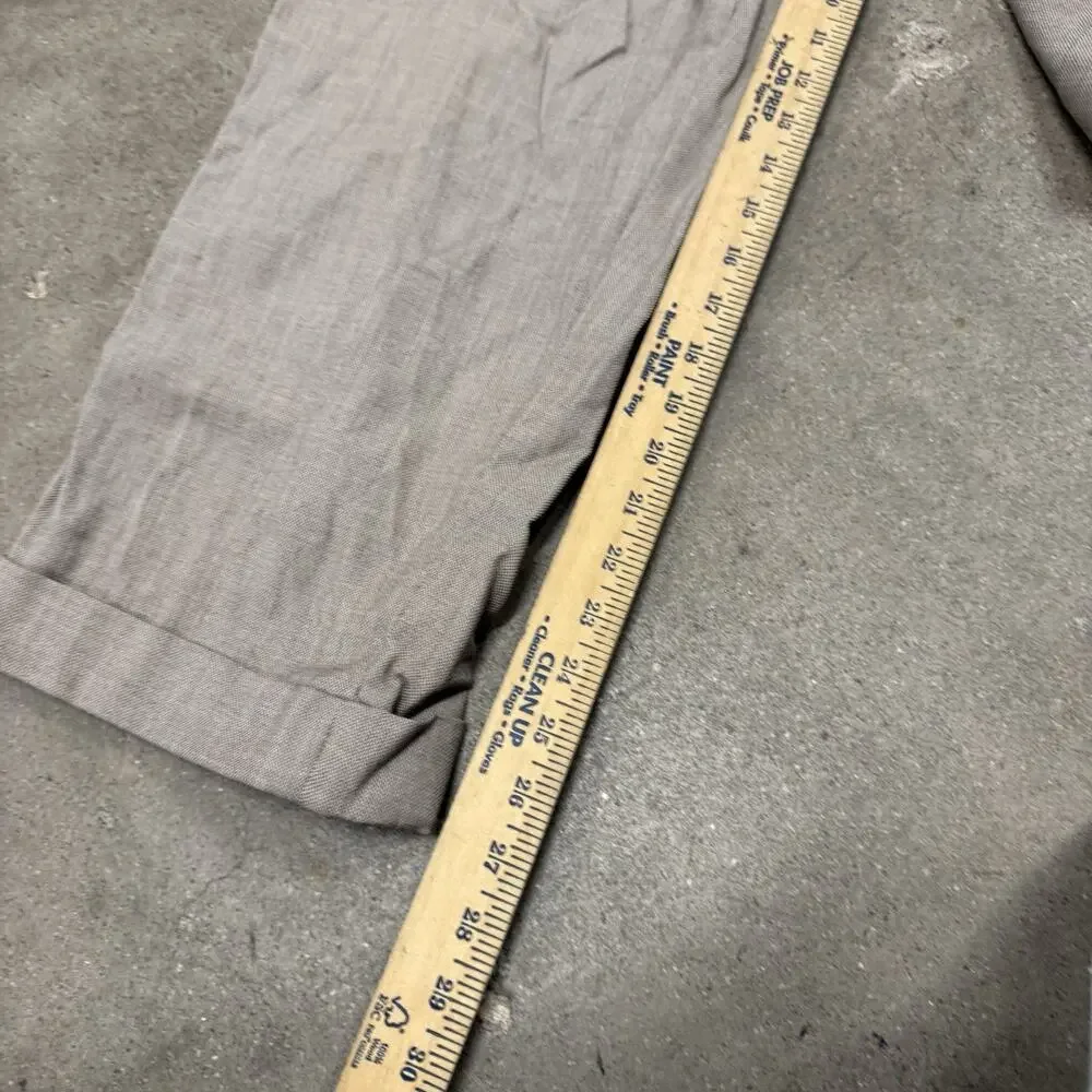 VINTAGE 50s WOOL ROCKABILLY BEIGE RELAXED PLEATED TALON ZIP TROUSERS PANTS 29x27